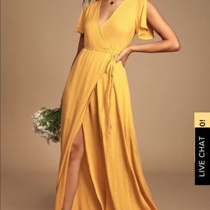 Mustard yellow wrap maxi dress